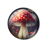 18mm Cabochon - Scarlet Spore Mushrooms