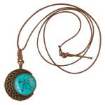 Moon Pendant w/necklace - Ant Brass