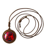 Big Wood Pendant w/necklace - Hearts